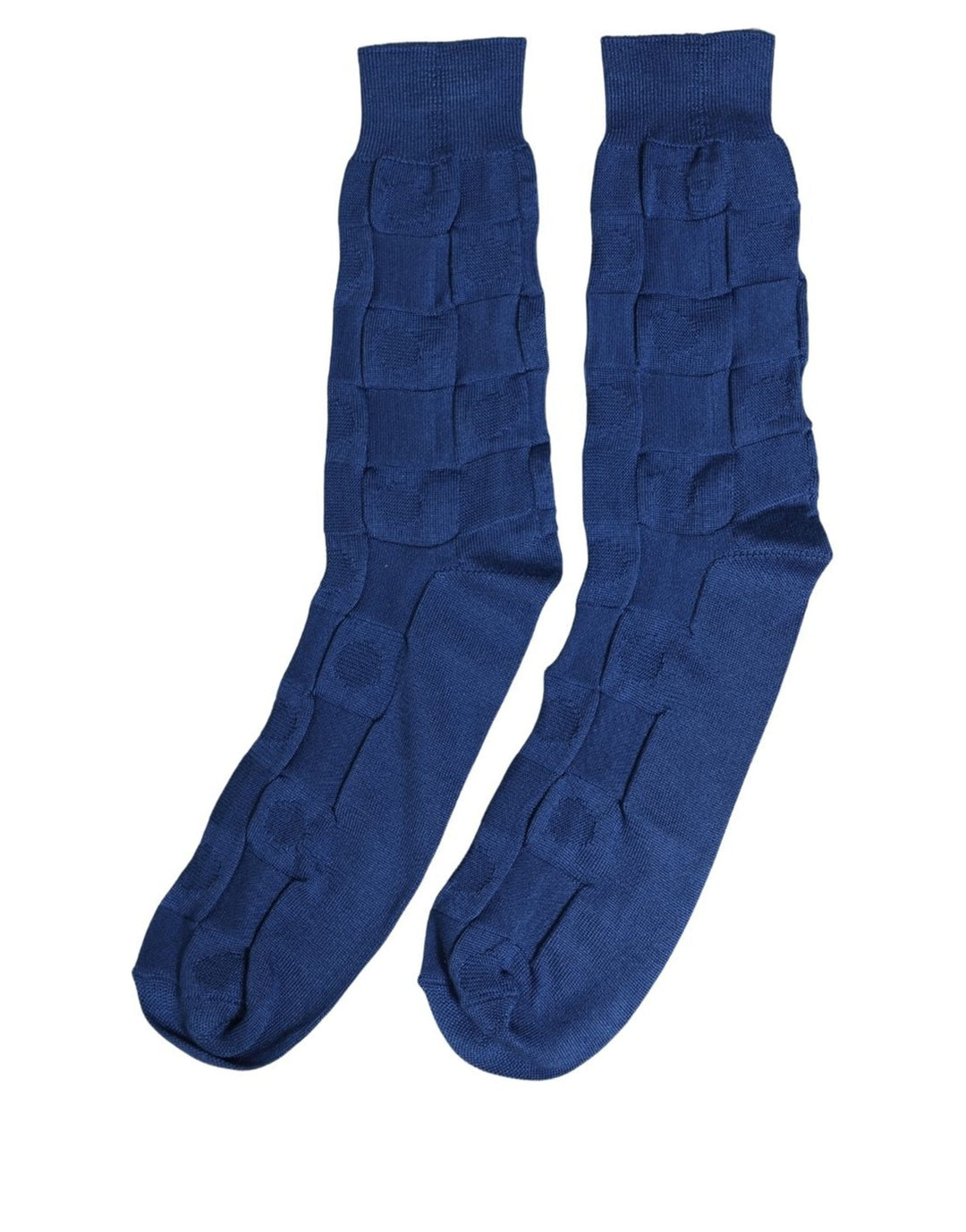 Dolce &amp; Gabbana Royal Blue Checkered Silk Mid Calf Accessory Socks