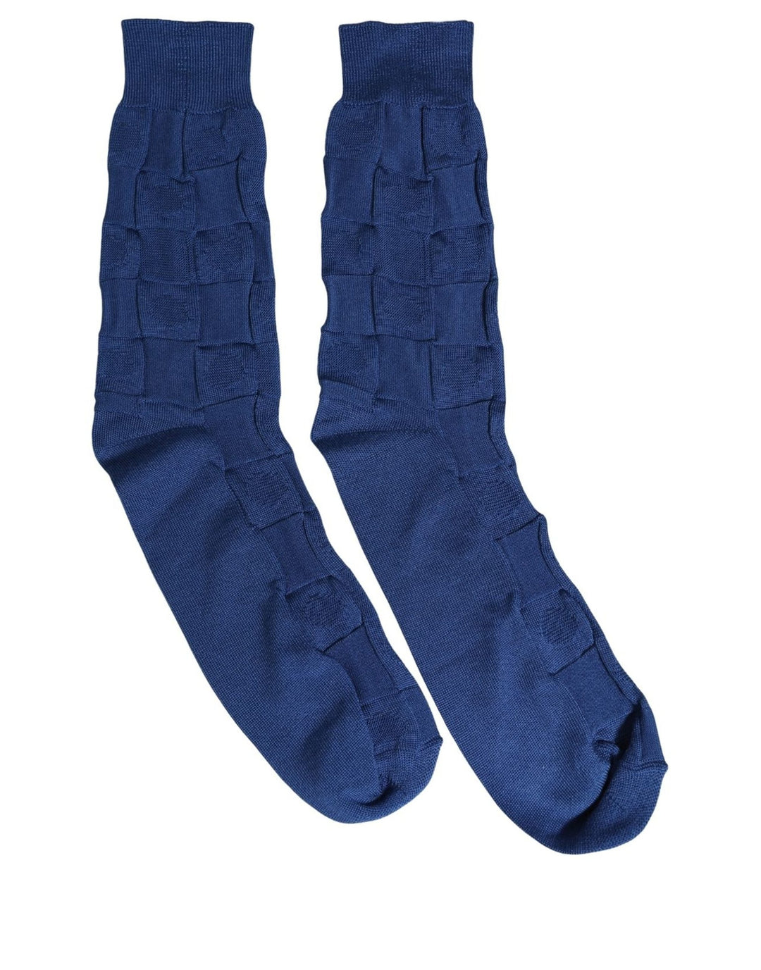 Dolce &amp; Gabbana Royal Blue Checkered Silk Mid Calf Accessory Socks