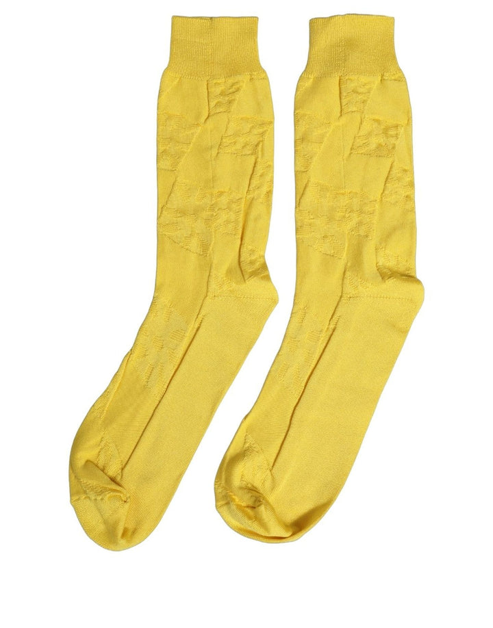 Dolce &amp; Gabbana Men Yellow 100% Silk Mid Calf Accessory Socks