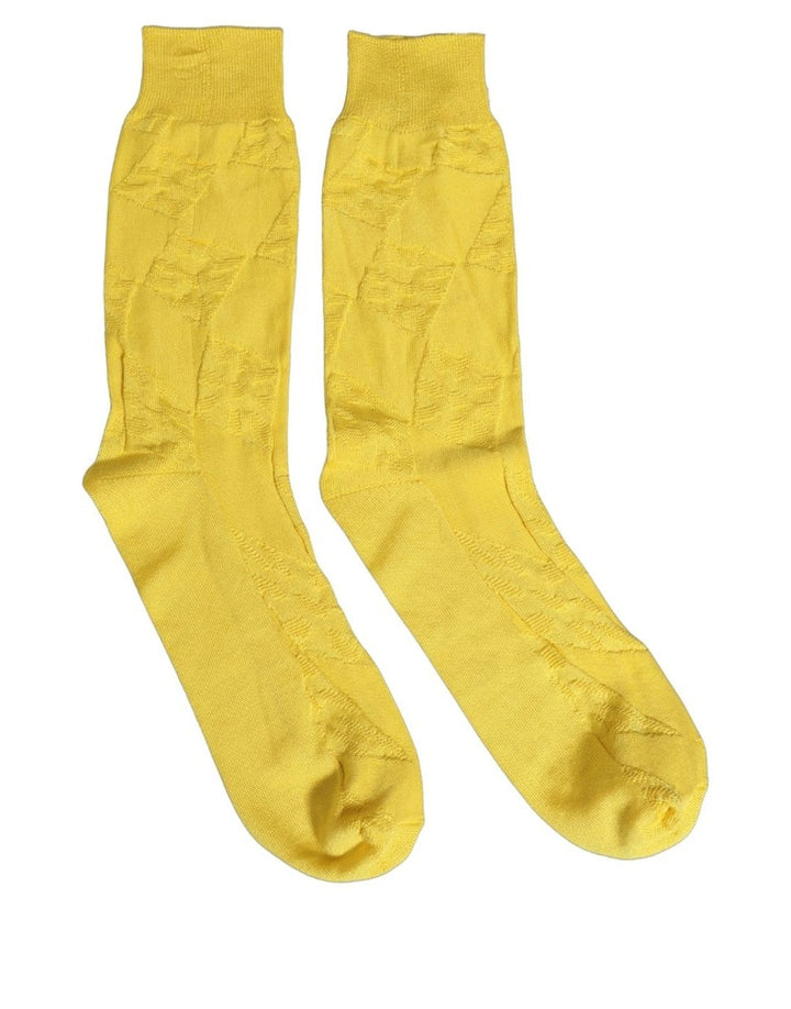 Dolce &amp; Gabbana Men Yellow 100% Silk Mid Calf Accessory Socks