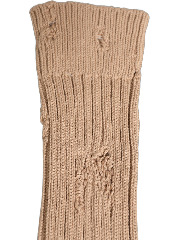 Dolce &amp; Gabbana Beige Cotton Distressed Mid Calf Accessory Socks