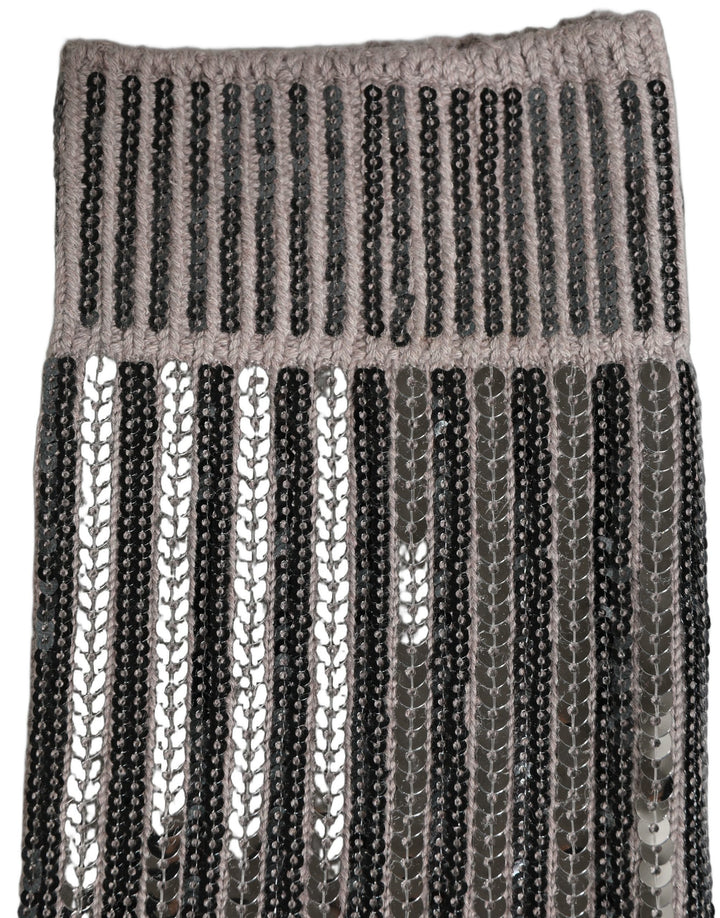Dolce &amp; Gabbana Gray Sequin Cotton Knit Mid Calf Accessory Socks