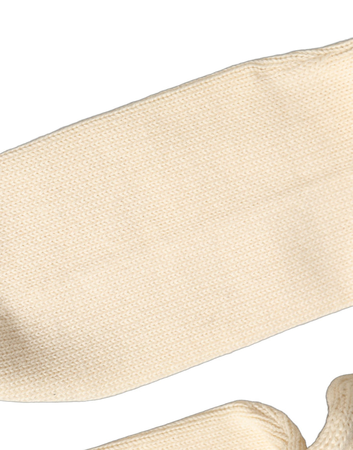 Dolce &amp; Gabbana Off White Sequin Cotton Mid Calf Accessory Socks