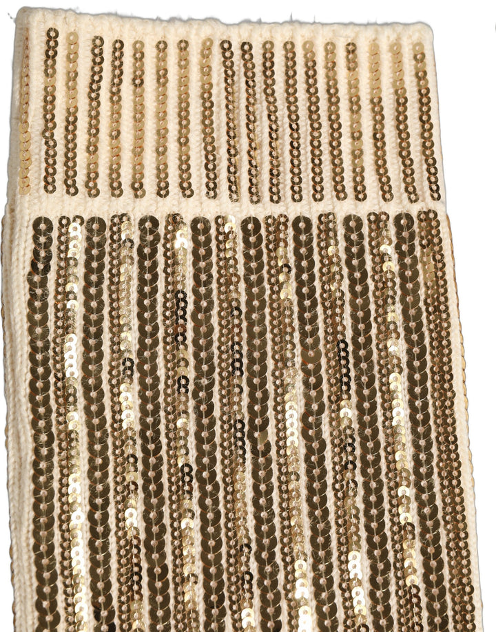 Dolce &amp; Gabbana Off White Sequin Cotton Mid Calf Accessory Socks