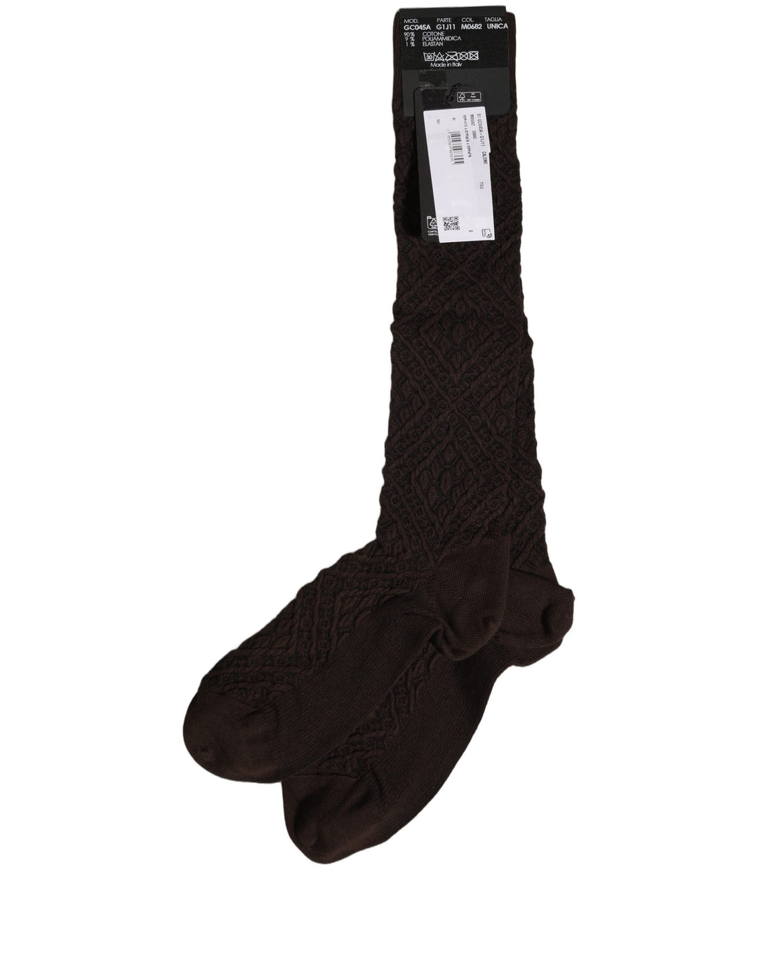 Dolce &amp; Gabbana Dark Brown Cotton Knit Knee High Accessory One Size Socks