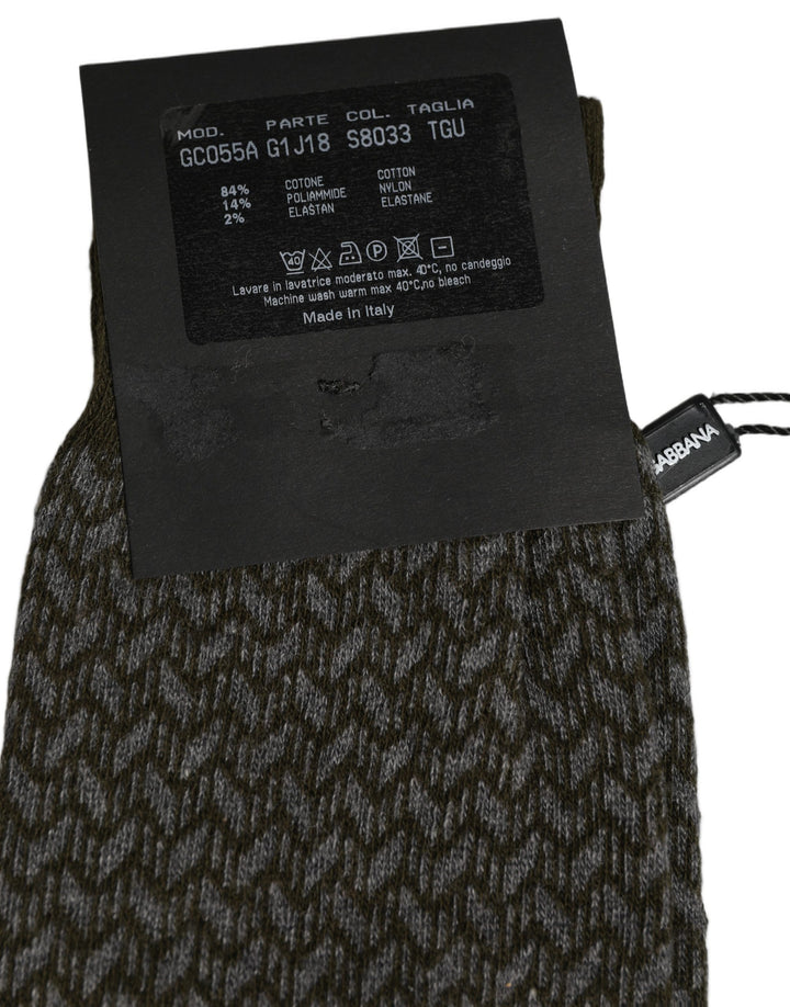 Dolce &amp; Gabbana Dark Gray Cotton Knit Knee High Accessory Socks