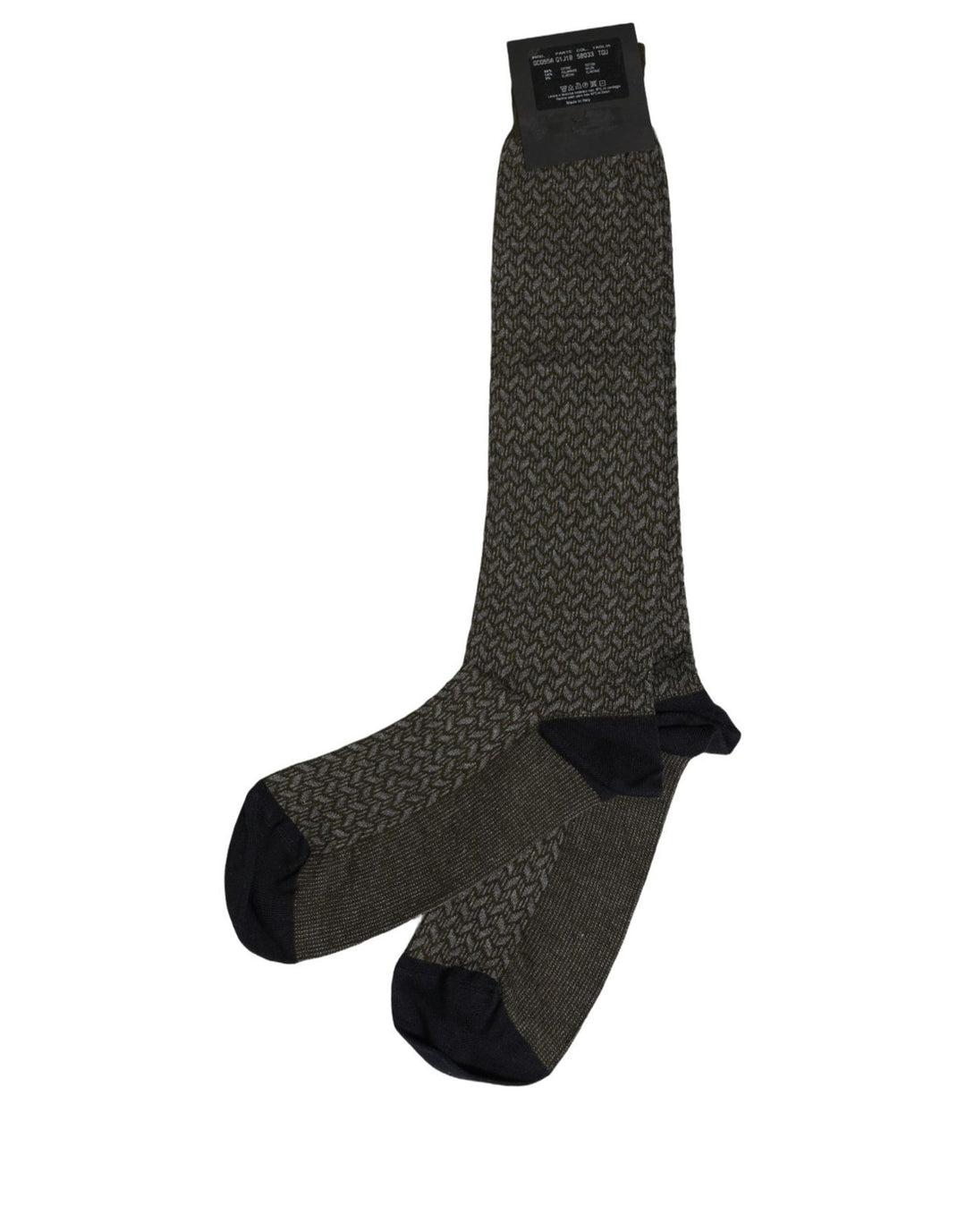 Dolce &amp; Gabbana Dark Gray Cotton Knit Knee High Accessory Socks