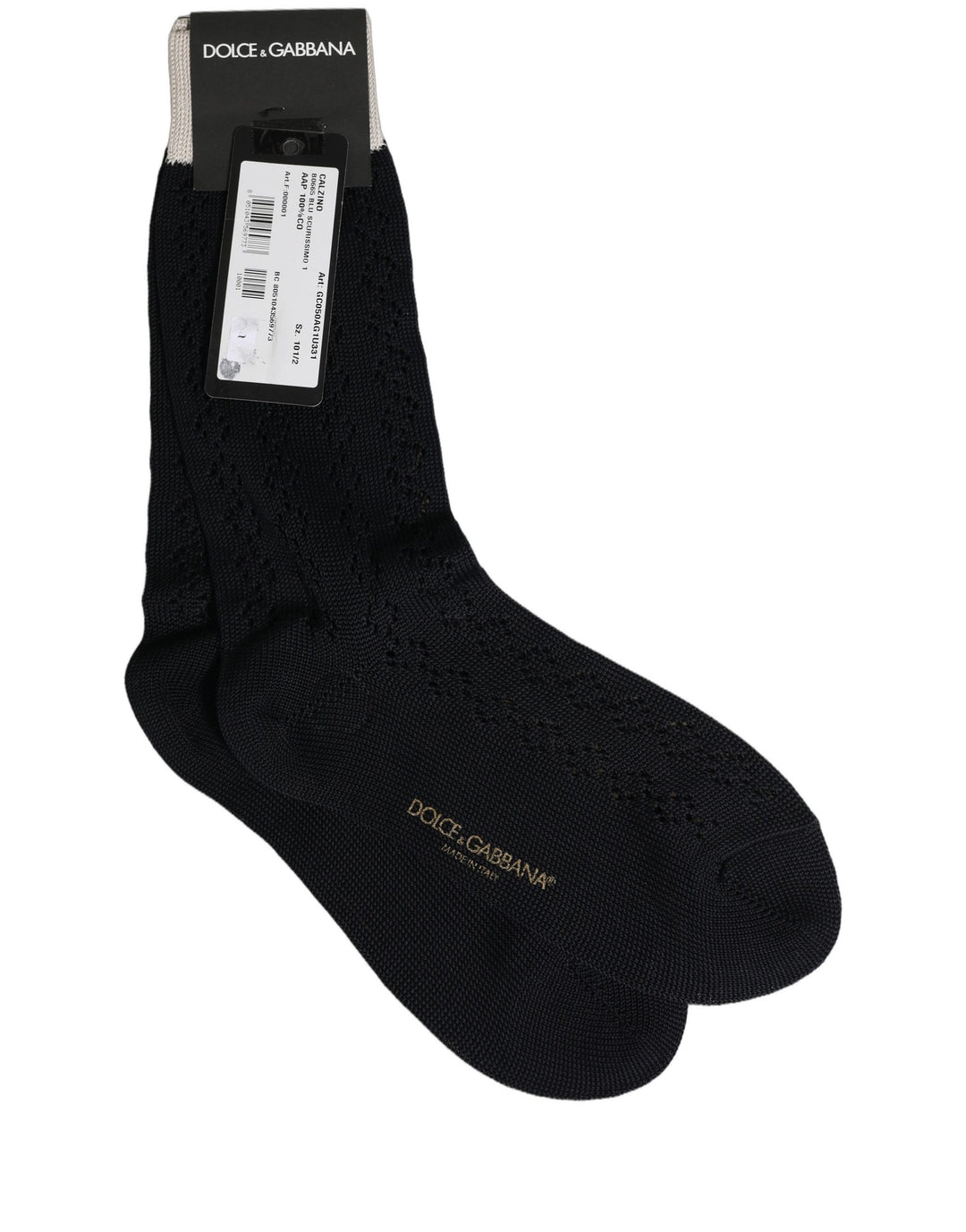 Dolce &amp; Gabbana Dark Blue Cotton Knit Mid Calf Accessory Socks
