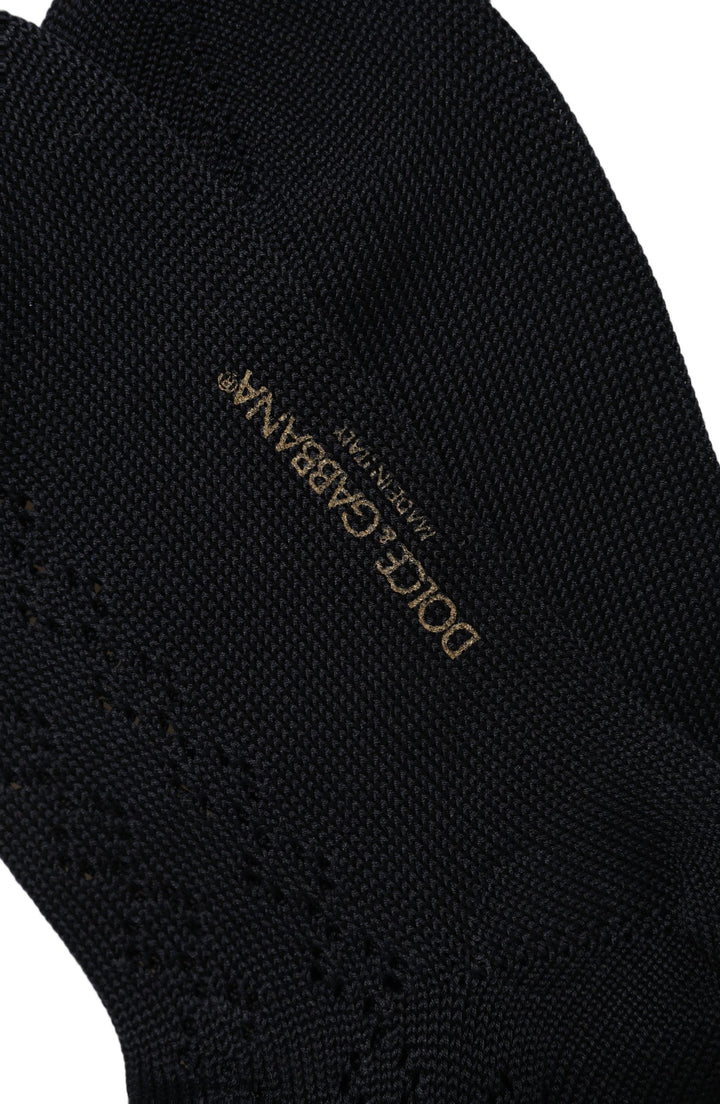 Dolce &amp; Gabbana Dark Blue Cotton Knit Mid Calf Accessory Socks