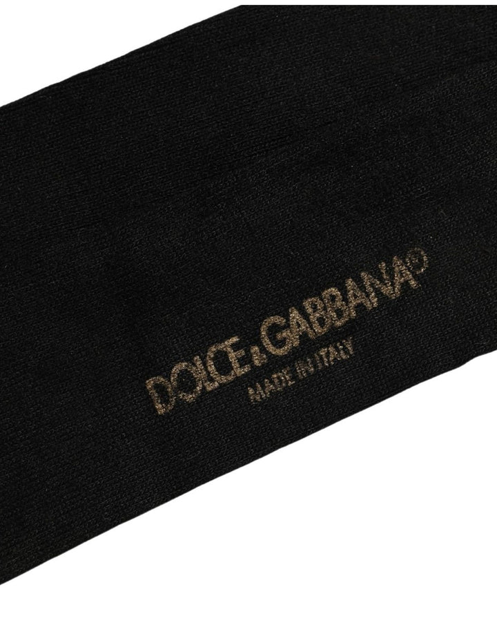 Dolce &amp; Gabbana Men Black Viscose Logo Knee High Accessory Socks