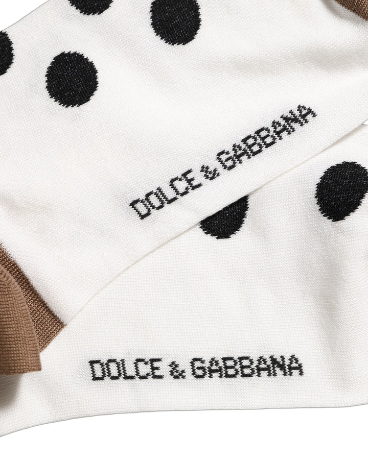 Dolce &amp; Gabbana White Polka Dot Over The Calf Accessory Socks
