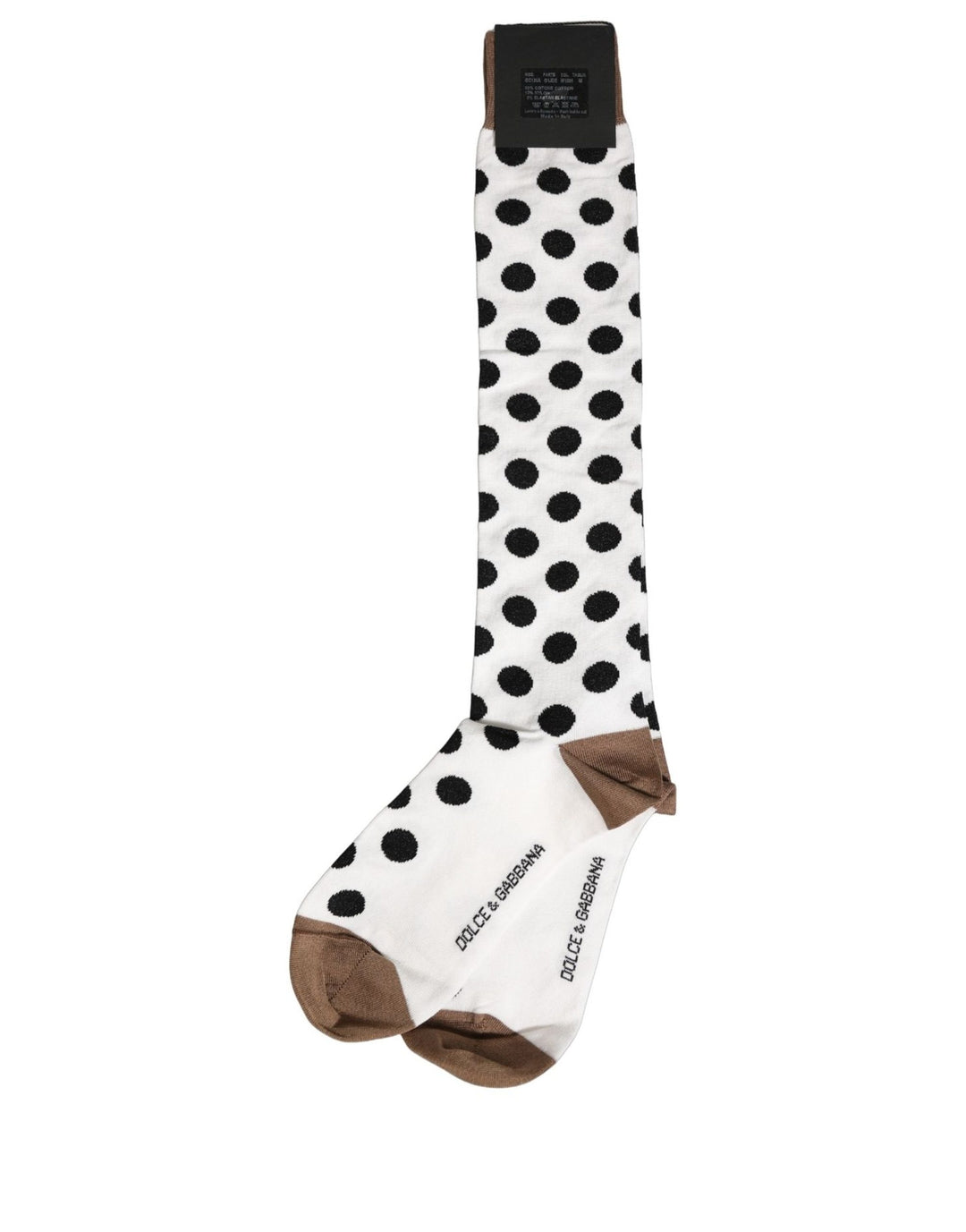 Dolce &amp; Gabbana White Polka Dot Over The Calf Accessory Socks