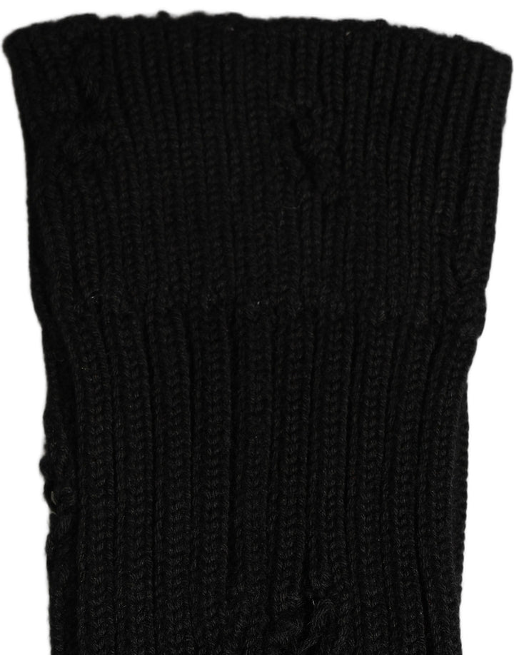 Dolce &amp; Gabbana Men Black Cotton Distressed Mid Calf Accessory Socks