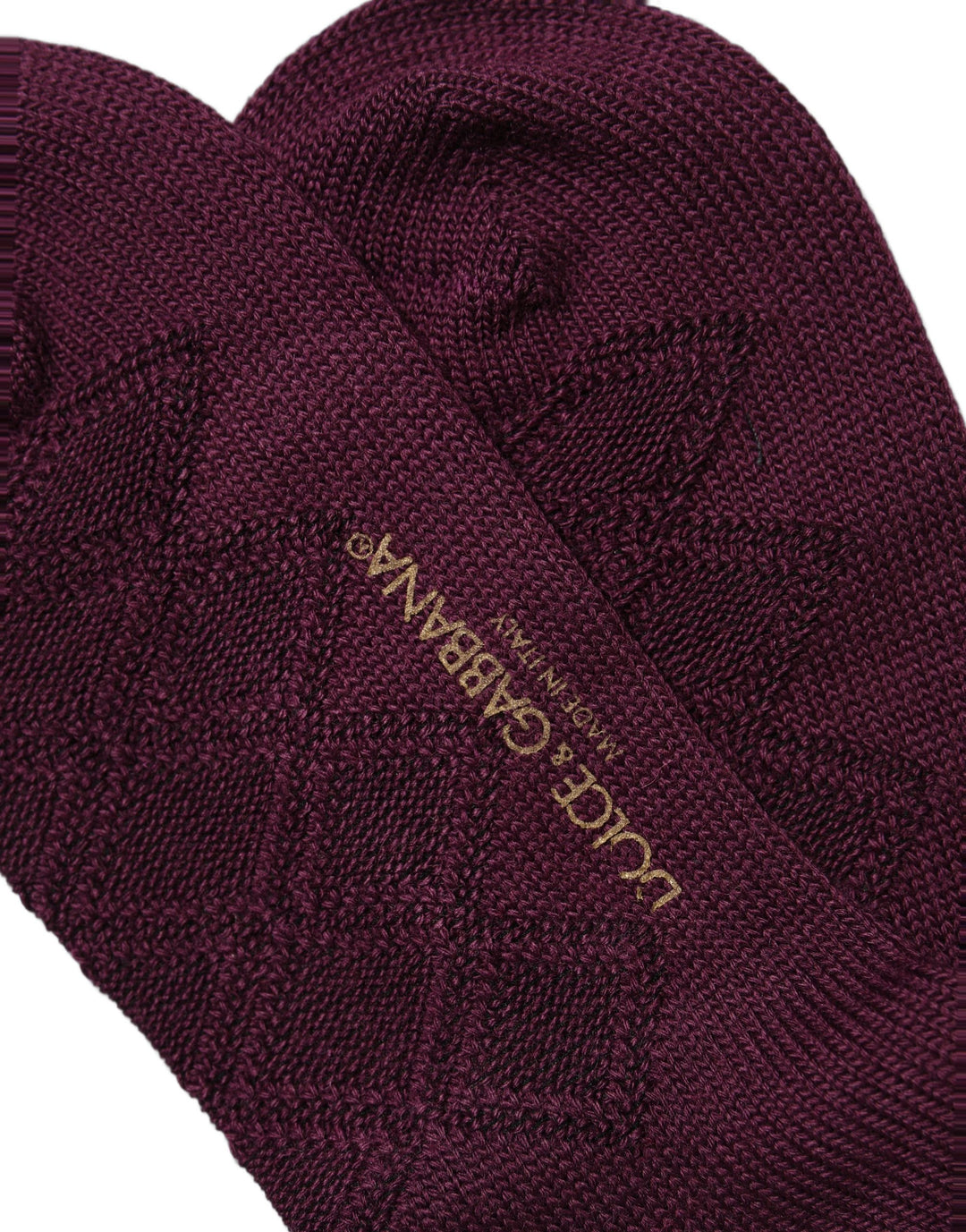 Dolce &amp; Gabbana Burgundy Wool Crest Logo Knee High Accessory Socks