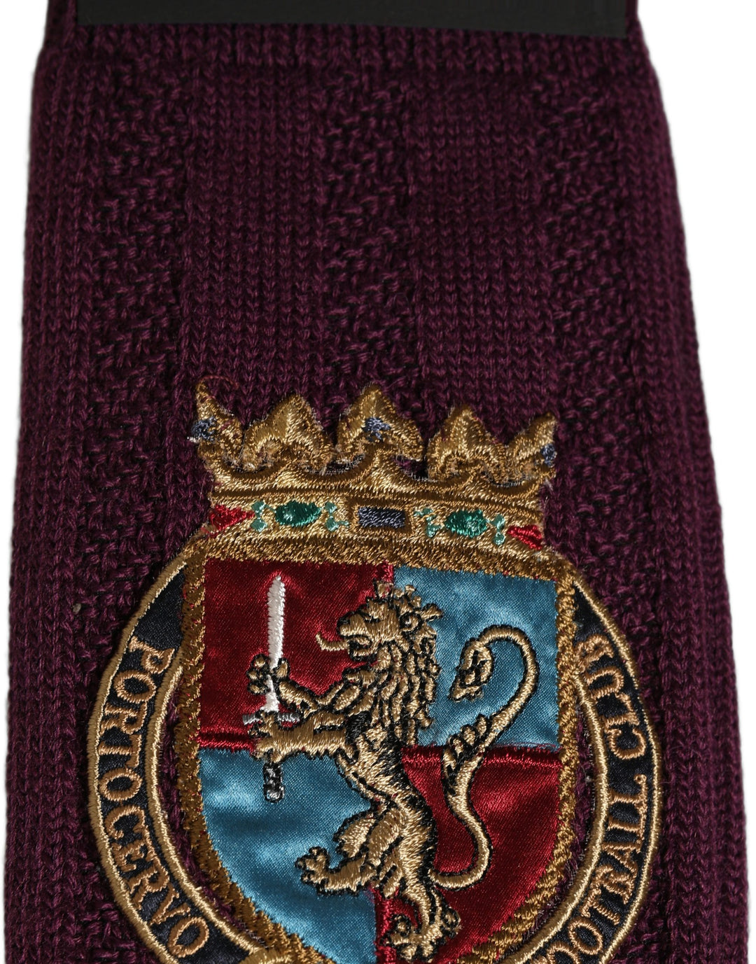 Dolce &amp; Gabbana Burgundy Wool Crest Logo Knee High Accessory Socks