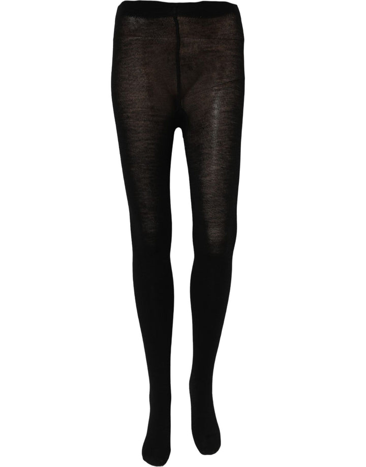 Dolce &amp; Gabbana Black Wool Stretch Tights Stocking Accessory Socks