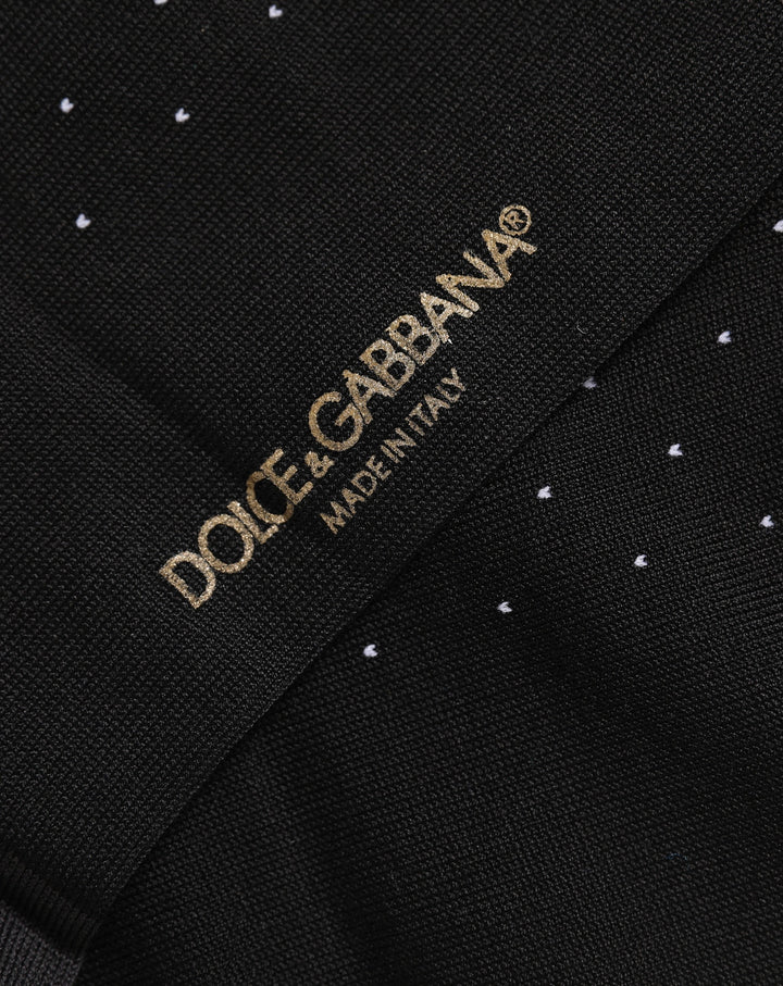 Dolce &amp; Gabbana Men Black Cotton Polka Dot Mid Calf Accessory Socks