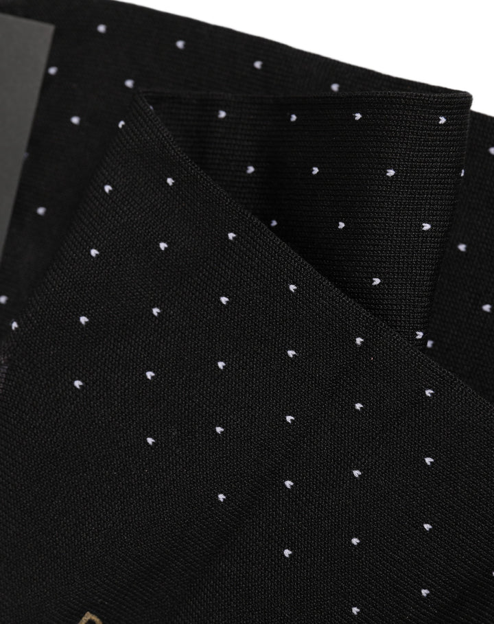Dolce &amp; Gabbana Men Black Cotton Polka Dot Mid Calf Accessory Socks
