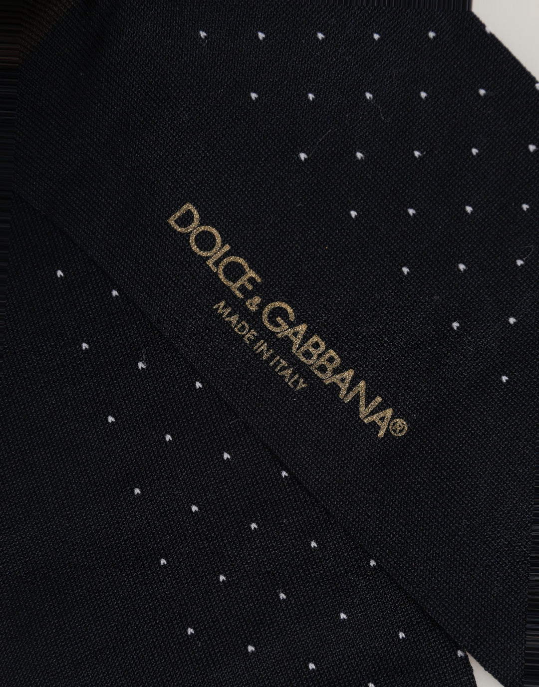 Dolce &amp; Gabbana Men Black Cotton Polka Dot Over The Calf Socks