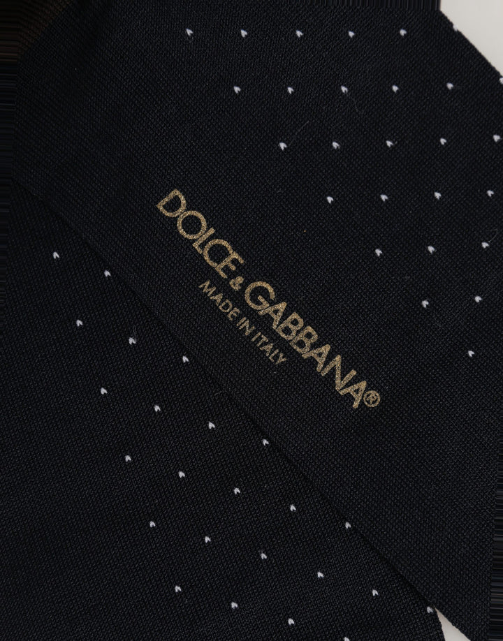 Dolce &amp; Gabbana Men Black Cotton Polka Dot Over The Calf Socks