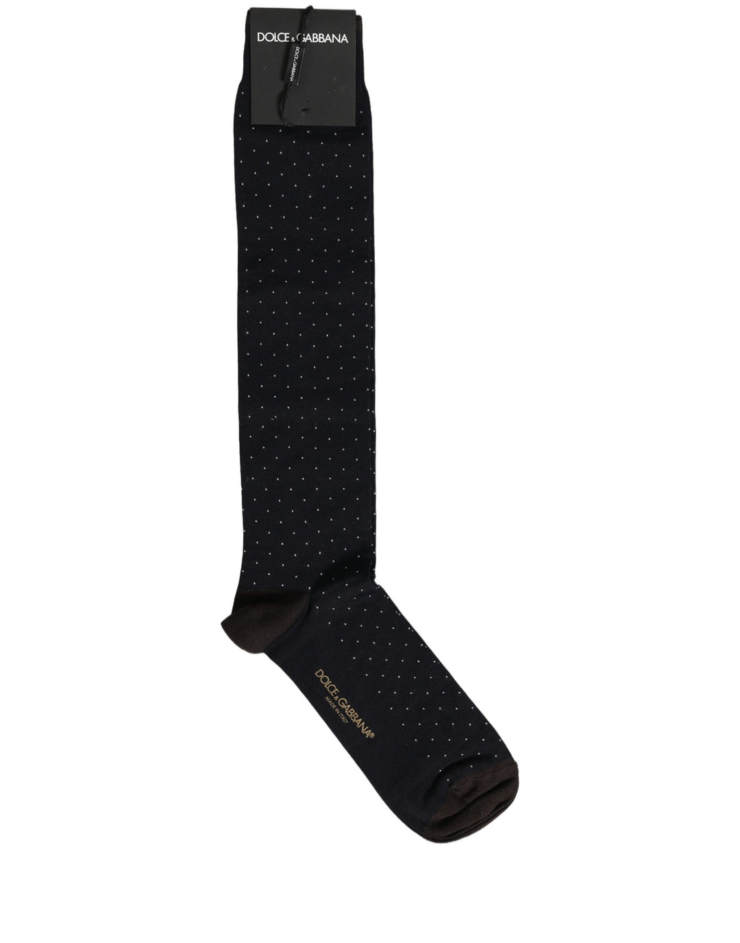 Dolce &amp; Gabbana Men Black Cotton Polka Dot Over The Calf Socks
