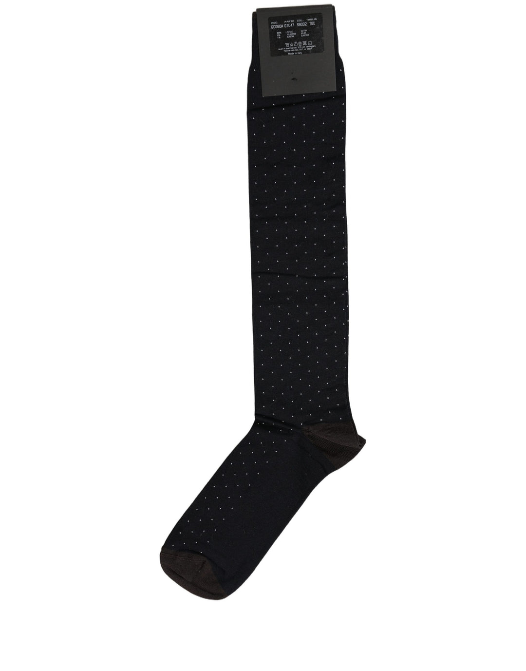 Dolce &amp; Gabbana Men Black Cotton Polka Dot Over The Calf Socks