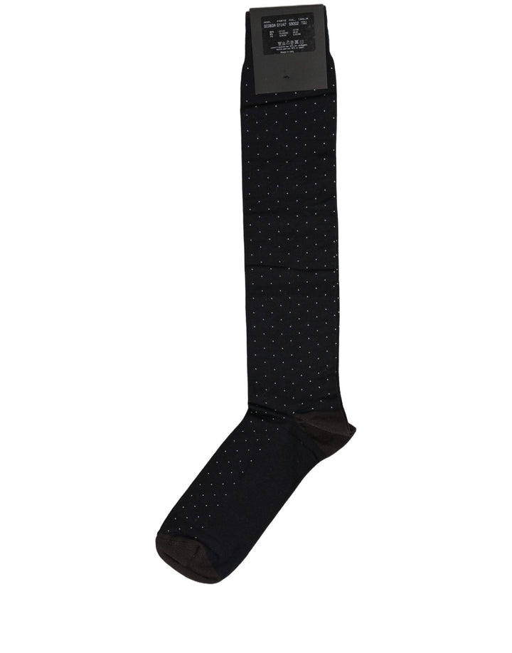 Dolce &amp; Gabbana Men Black Cotton Polka Dot Over The Calf Socks