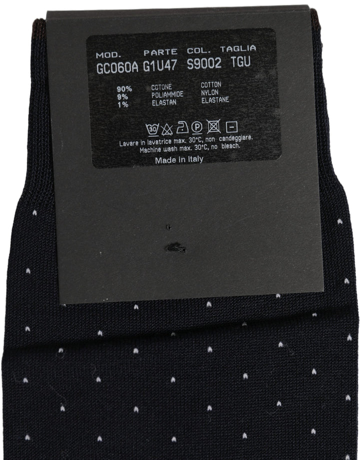 Dolce &amp; Gabbana Men Black Cotton Polka Dot Over The Calf Socks
