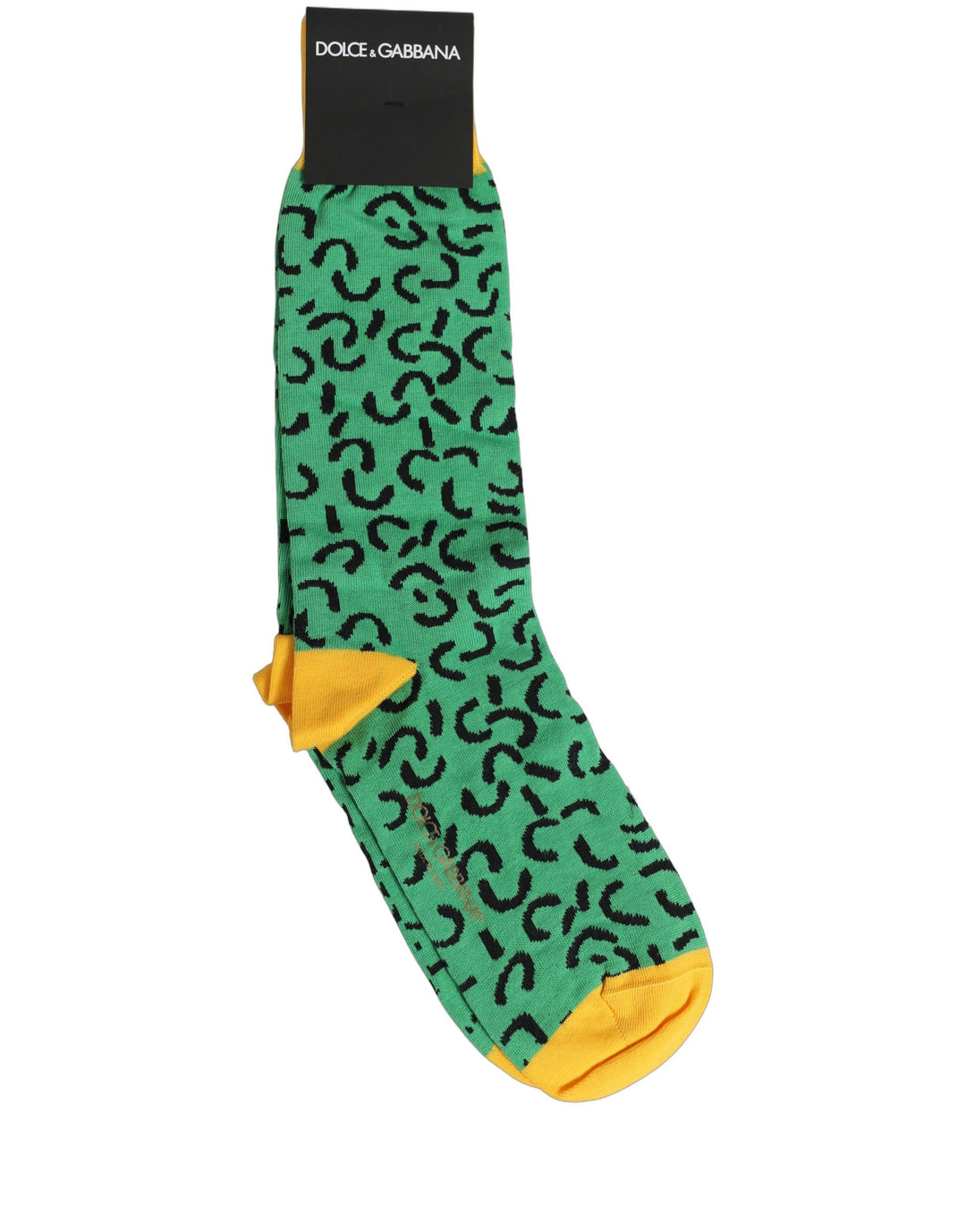 Dolce &amp; Gabbana Men Green Cotton Abstract Mid Calf Accessory Socks