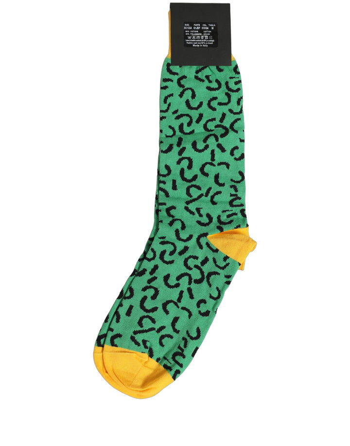 Dolce &amp; Gabbana Men Green Cotton Abstract Mid Calf Accessory Socks