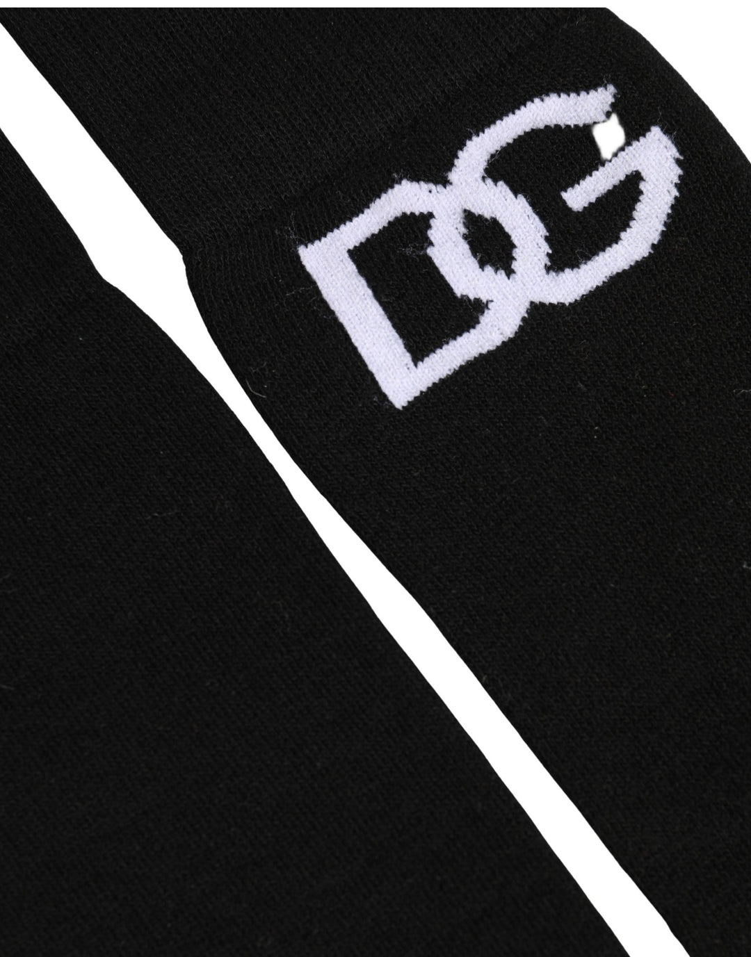 Dolce &amp; Gabbana Men Black Cotton DG Logo Mid Calf Accessory Socks