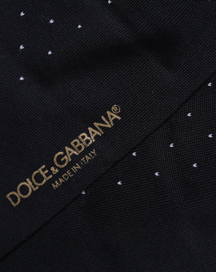 Dolce &amp; Gabbana Men Black Cotton Polka Dot Mid Calf Accessory Socks