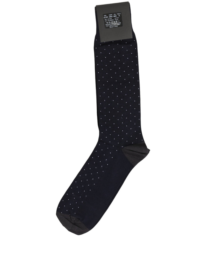 Dolce &amp; Gabbana Men Black Cotton Polka Dot Mid Calf Accessory Socks