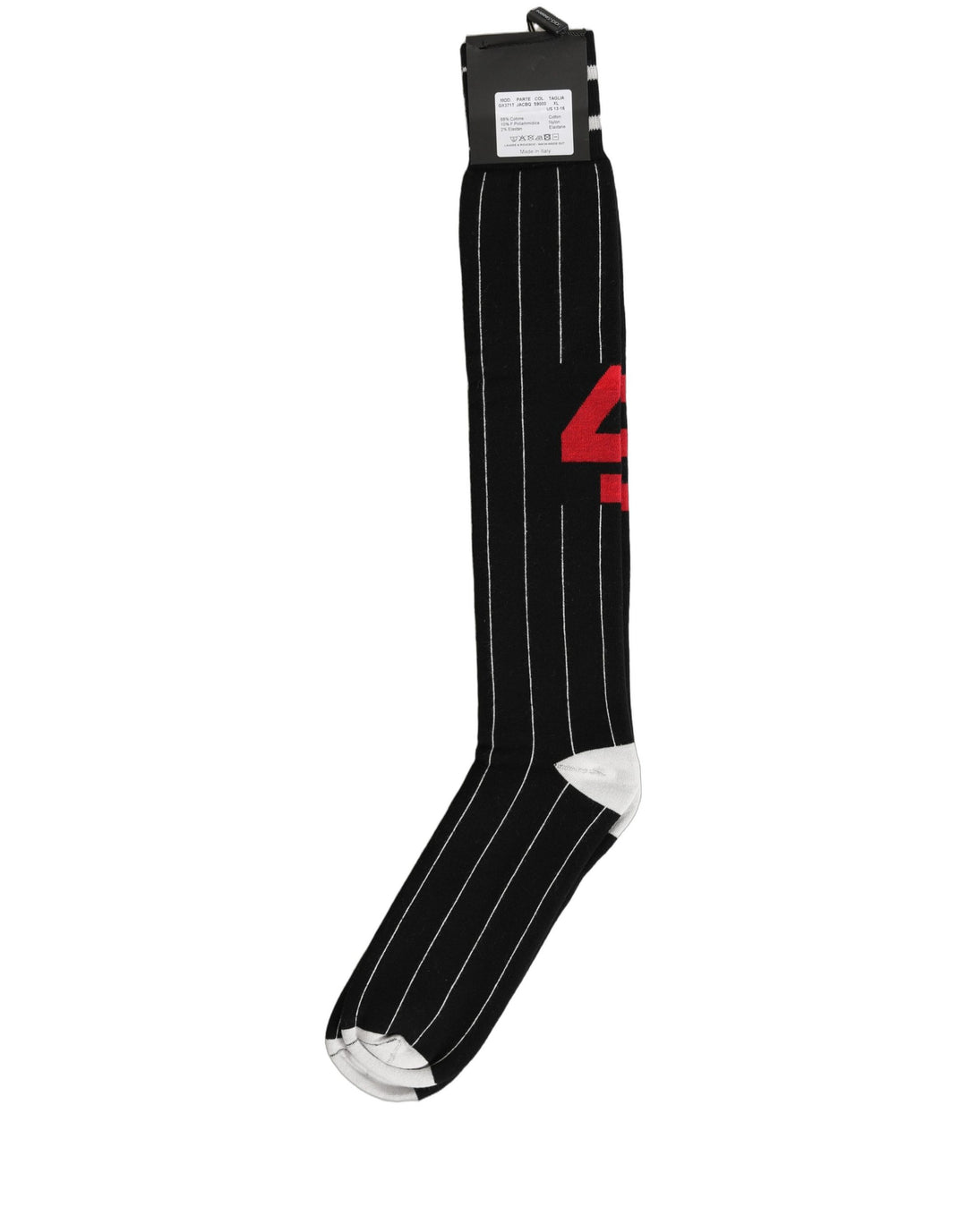 Dolce &amp; Gabbana Men Black Pinstripe Logo Knee High Accessory Socks