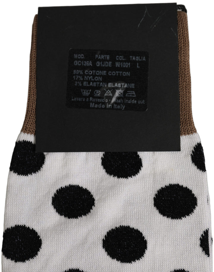 Dolce &amp; Gabbana White Polka Dot Over The Calf Accessory Socks