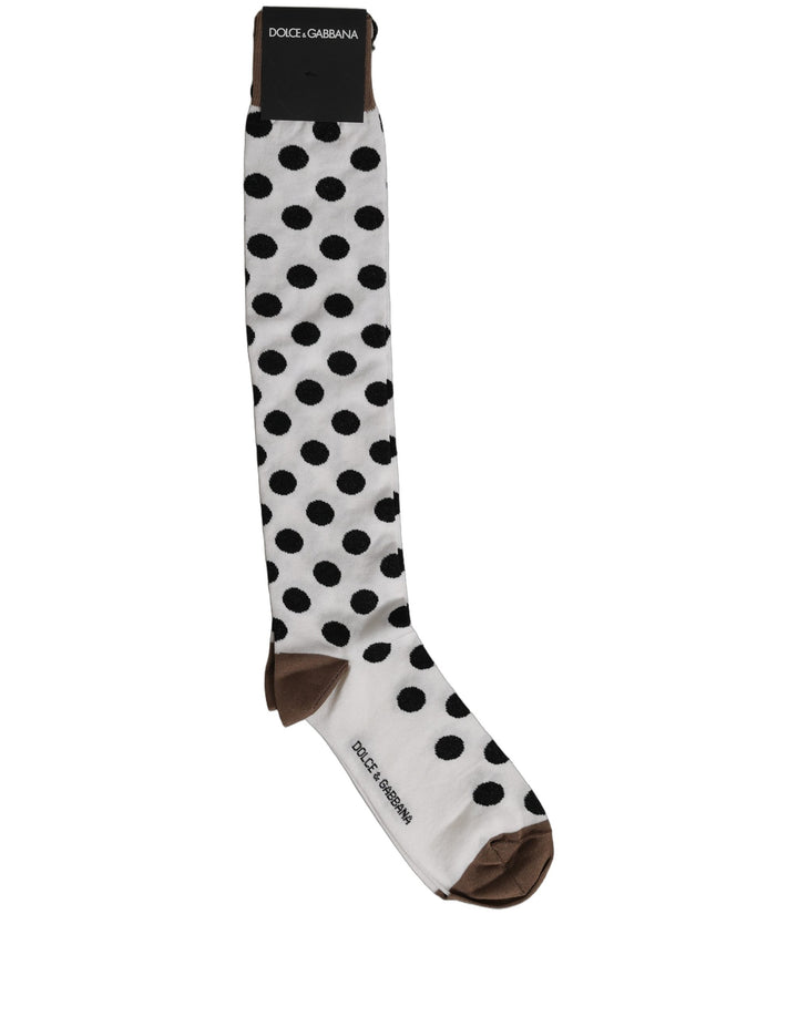 Dolce &amp; Gabbana White Polka Dot Over The Calf Accessory Socks