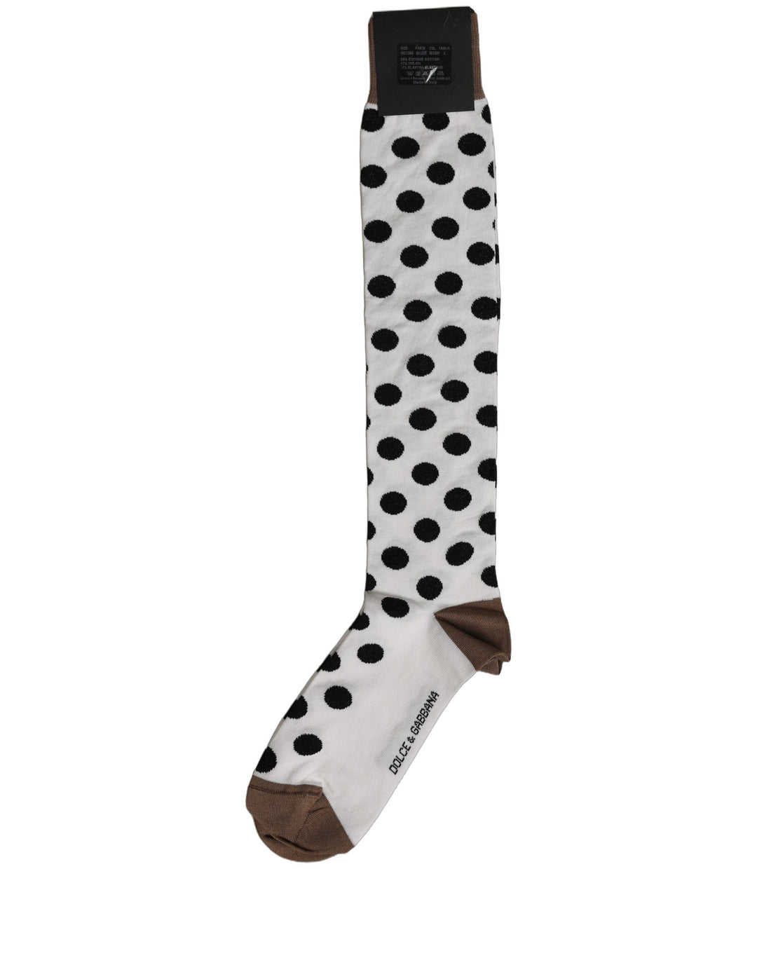 Dolce &amp; Gabbana White Polka Dot Over The Calf Accessory Socks