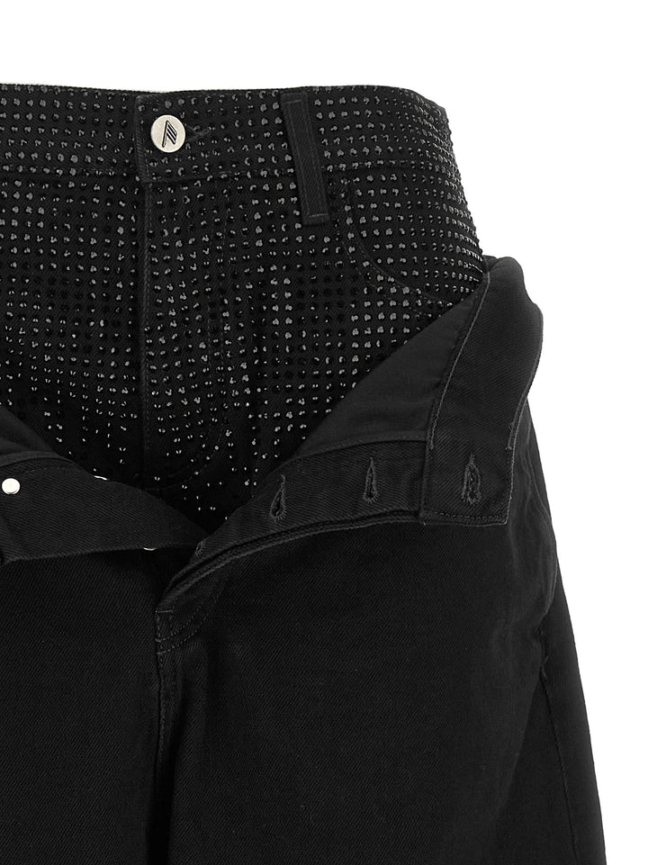 The Attico Black Cotton Cropped Jeans