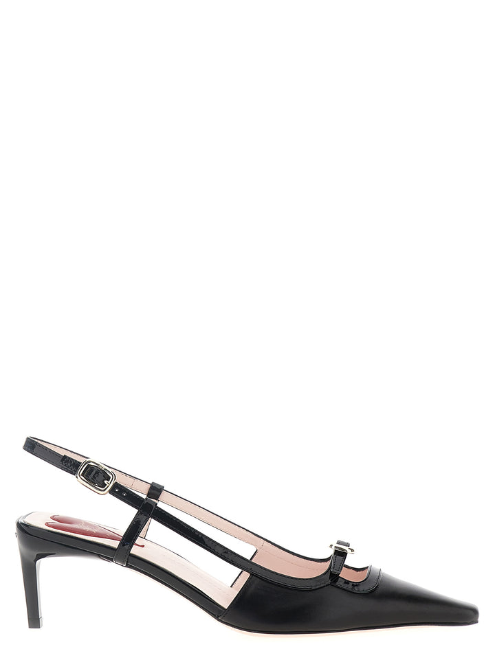 Roger Vivier Black Calfskin Mid Heel Pumps