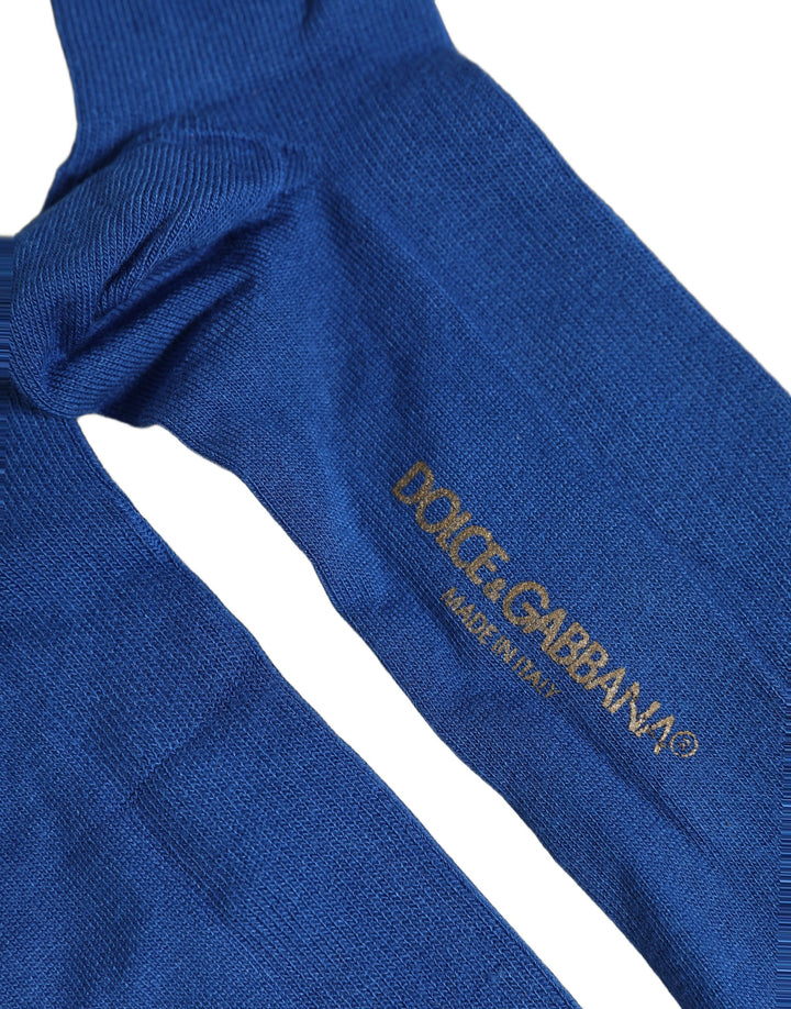Dolce &amp; Gabbana Blue Viscose Knitted Thigh High Accessory Socks