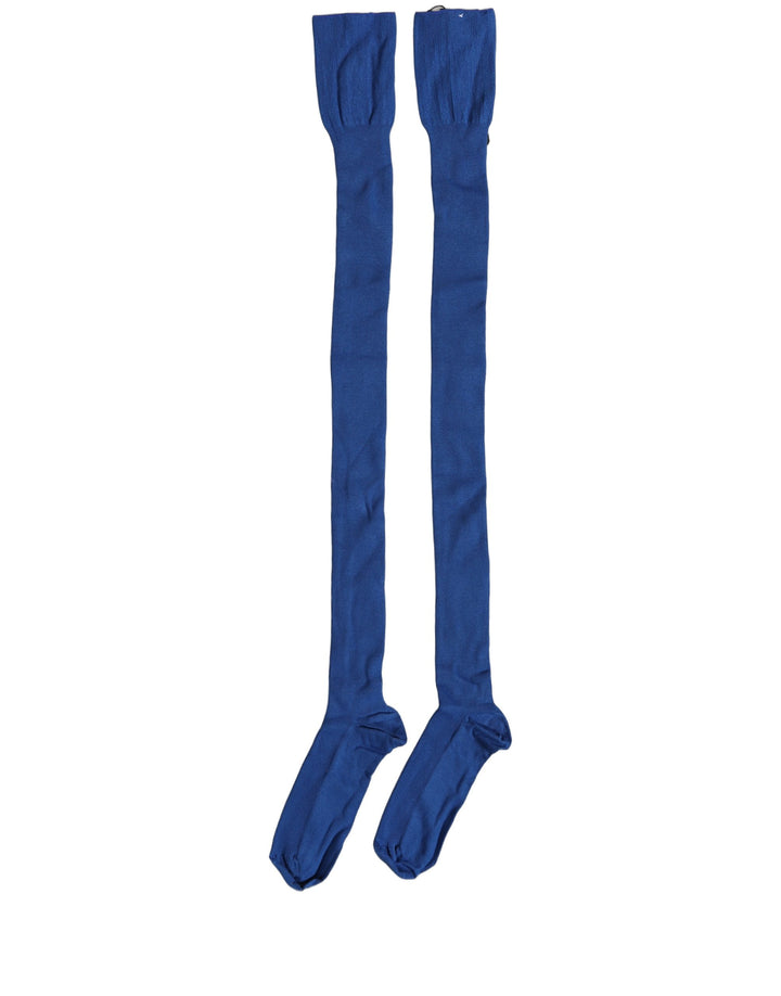 Dolce &amp; Gabbana Blue Viscose Knitted Thigh High Accessory Socks