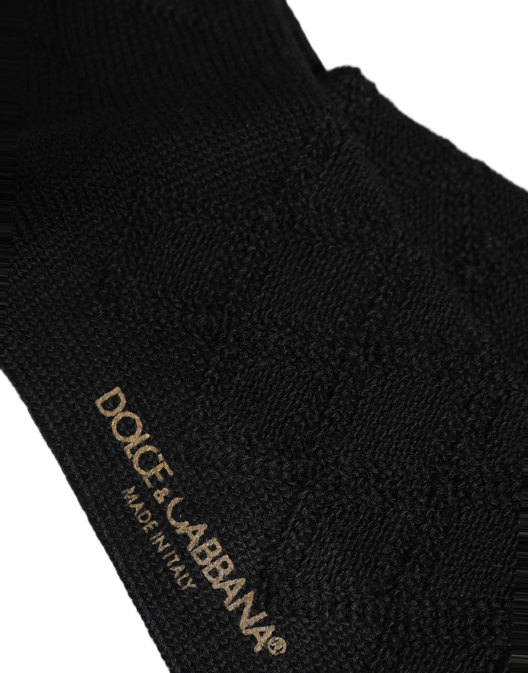 Dolce &amp; Gabbana Black Wool Floral Over The Calf Accessory Socks