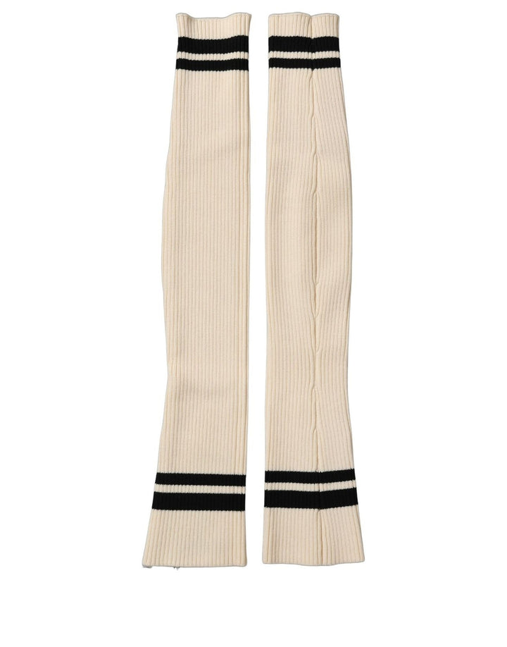 Dolce &amp; Gabbana Cream Wool Thigh High Leg Warmer Accessory Socks