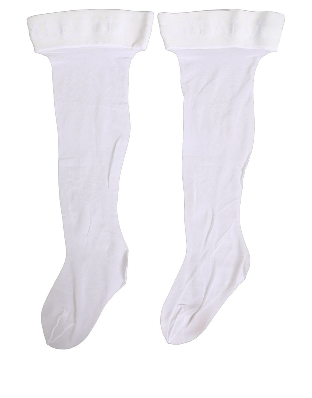Dolce &amp; Gabbana .White Nylon Logo Calf Long Women Accessory Socks