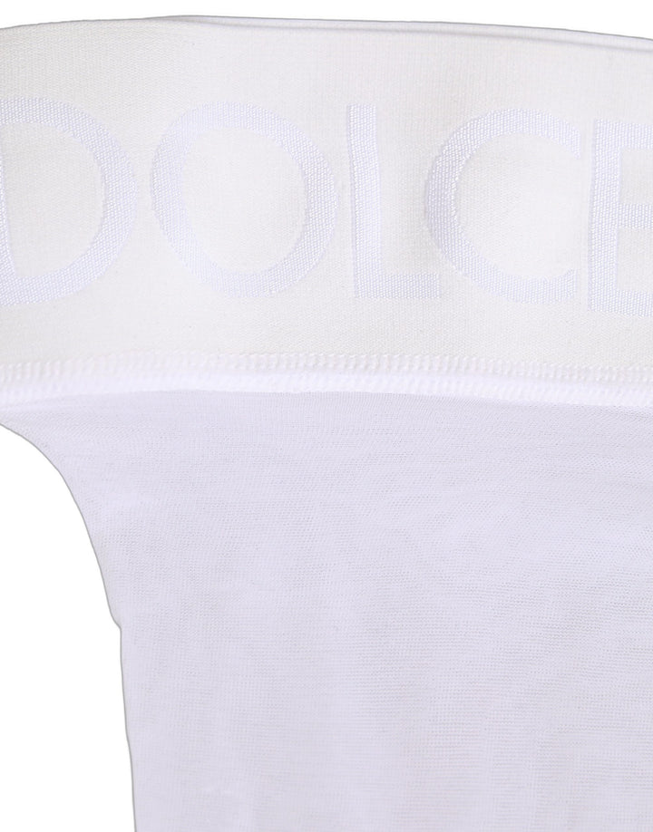 Dolce &amp; Gabbana .White Nylon Logo Calf Long Women Accessory Socks