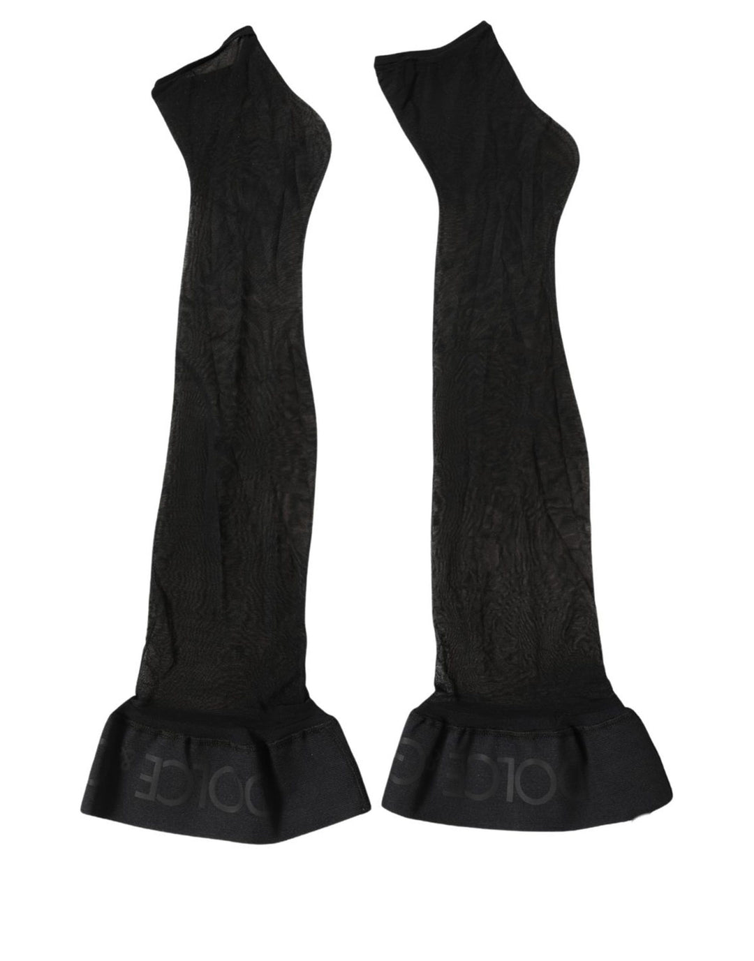 Dolce &amp; Gabbana Black Nylon Logo Calf Long Women Accessory Socks