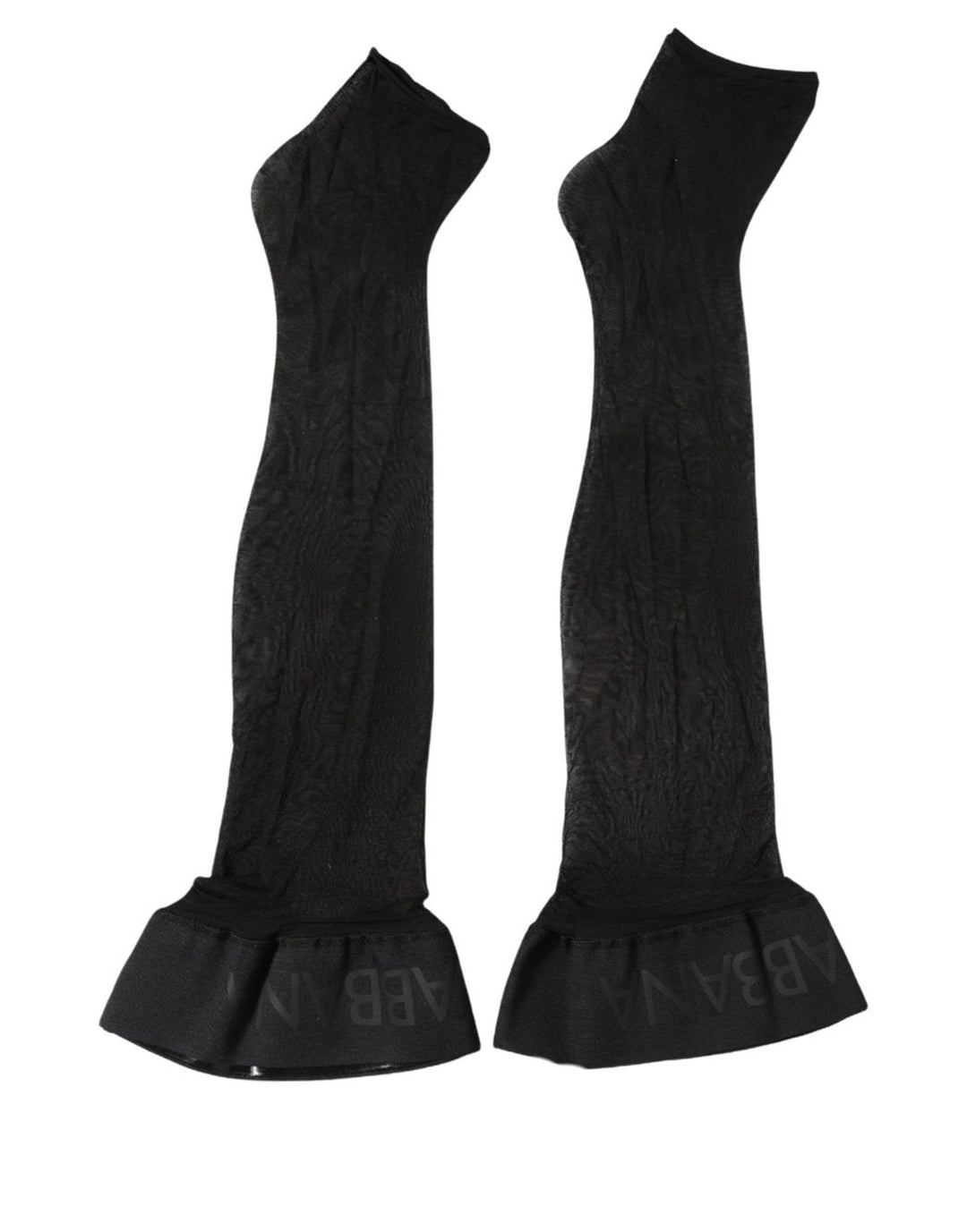 Dolce &amp; Gabbana Black Nylon Logo Calf Long Women Accessory Socks