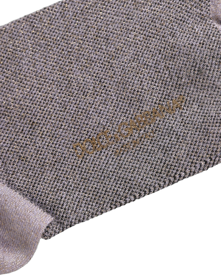 Dolce &amp; Gabbana Charcoal Grey Logo Mid Calf Women Accessory Socks