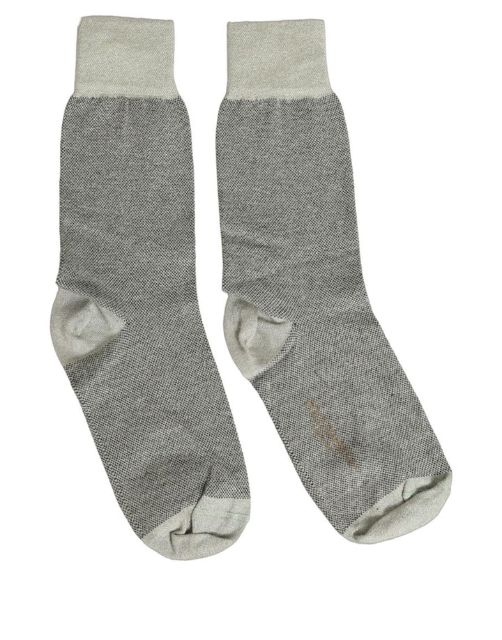 Dolce &amp; Gabbana Charcoal Grey Logo Mid Calf Women Accessory Socks