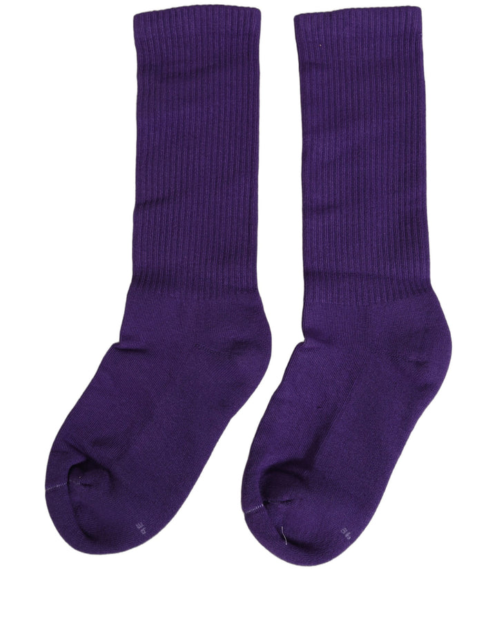 Dolce &amp; Gabbana Violet Cotton Ribbed Mid Calf Women Accessory Socks